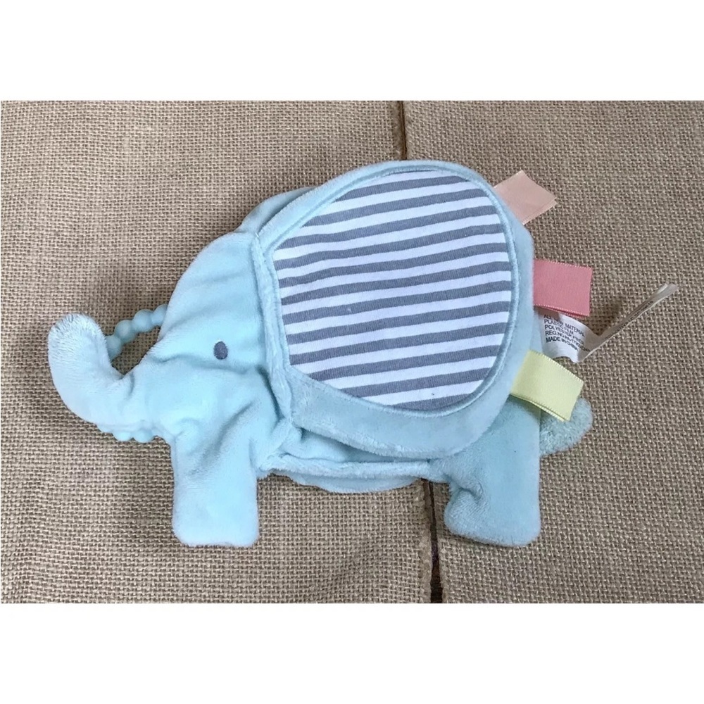 Mint Green Elephant Teething Ring Teether Lovey Crinkle Sensory Infant Baby Toy